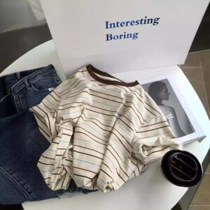 Vintage Stripe Contrast Color Women's Blouse