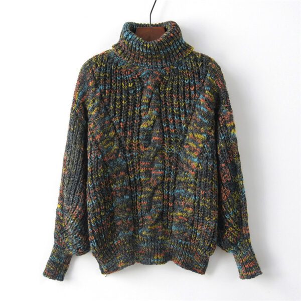 Autumn And Winter New Women's Wool Turtleneck Pullover Twist Long Sleeve Loose Knitted Bottoming Shirt - Image 3
