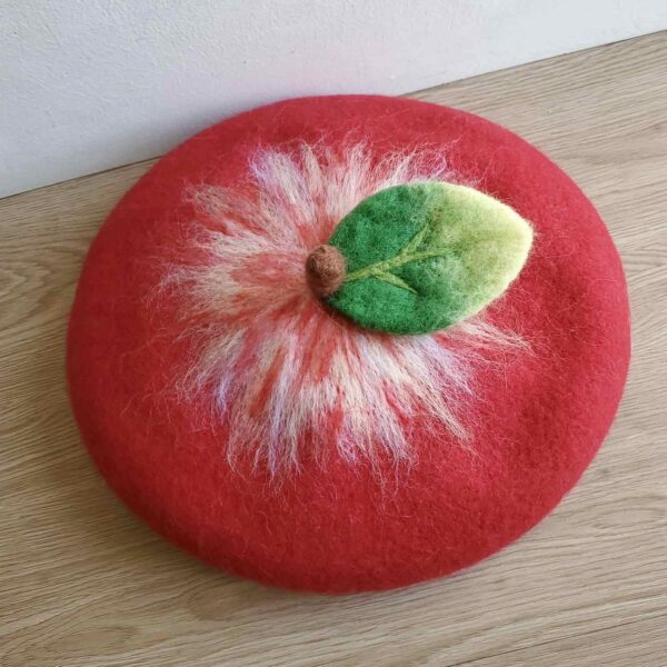 Handmade Wool Felt Christmas Beret - Image 4