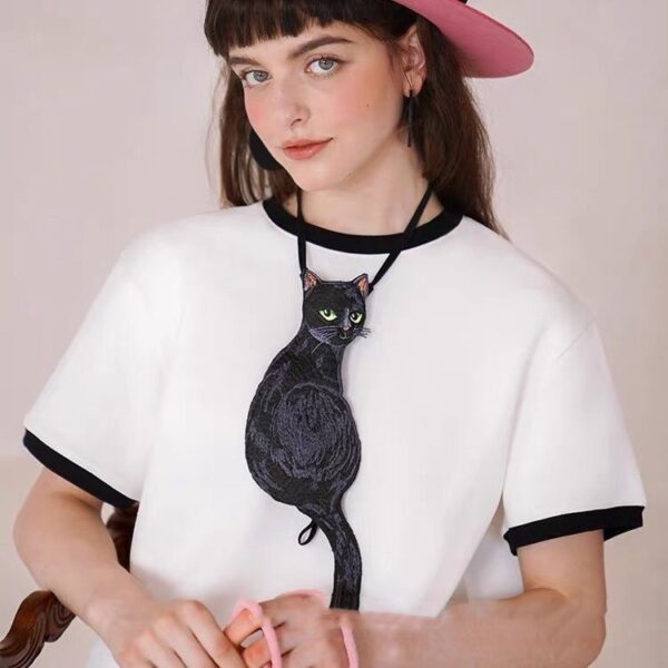 Tie Women's Black Cat Retro Minority Bow Tie - Image 6