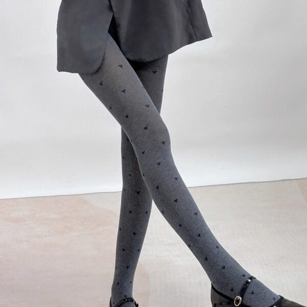 Pantyhose Hearts Polka Dot Jacquard Gray Stockings - Image 4