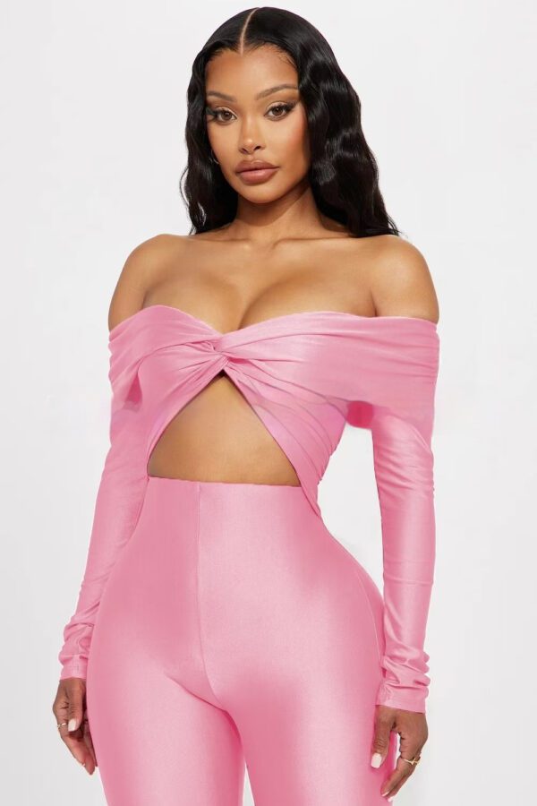Women's V-neck Long Sleeve Top High Waist Jumpsuit - Image 5