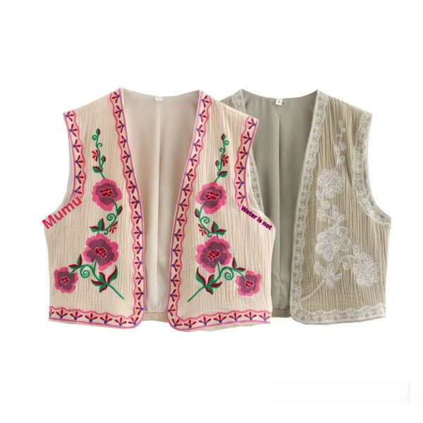 French Design Fashionable Casual Style All-match Two-color Embroidered Vest - Image 5