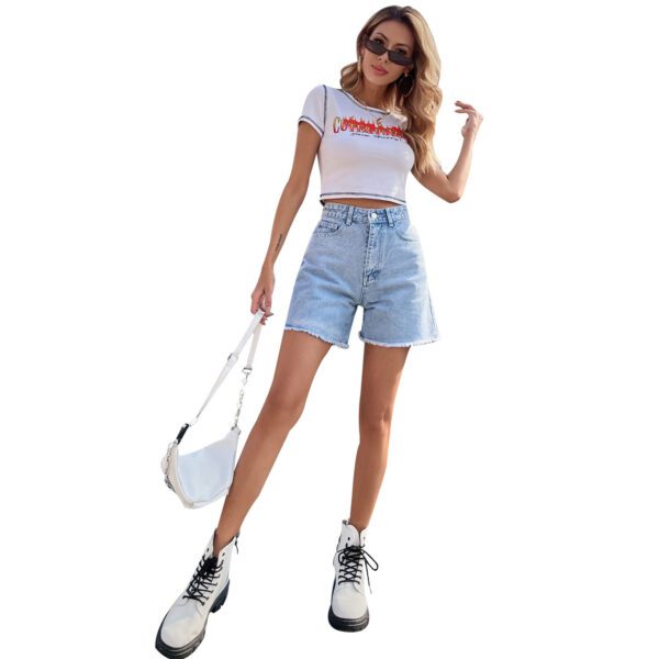 High Waist Loose Casual Women's Denim Shorts - Image 4