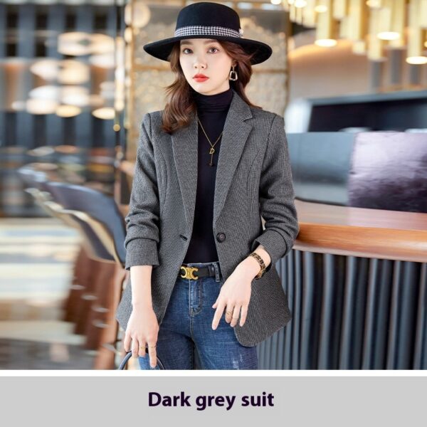 Women's Fashion Houndstooth Small Suit Jacket - Image 5