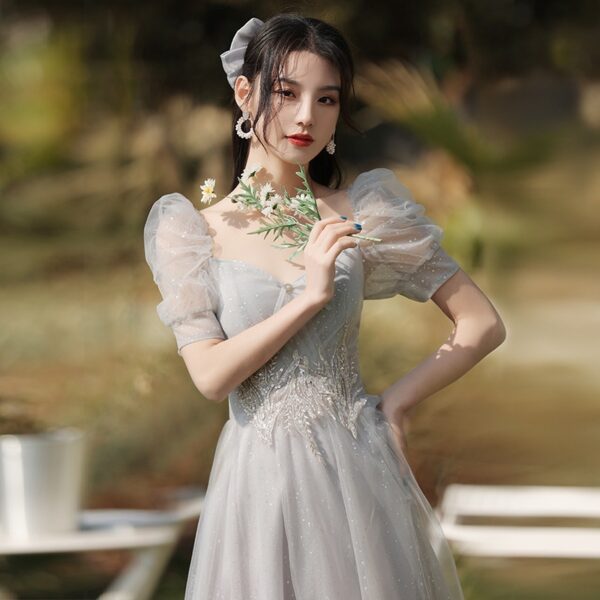 Dress Sisters Dress Female Gray Slim Fit Girlfriend Clothes - Image 2