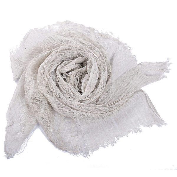 Solid Color Linen Scarf Retro Style Tassel Shawl For Women - Image 4