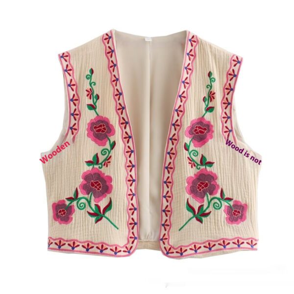 French Design Fashionable Casual Style All-match Two-color Embroidered Vest - Image 8