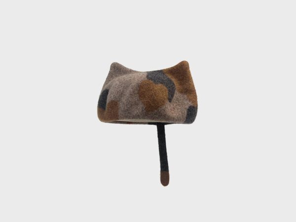 Cute Little Tail Cat Ears Wool Beret Fashion Octagonal Cap - Image 8