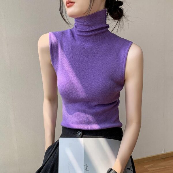 Turtleneck Knitting Vest Women's Sleeveless Bottoming Shirt - Image 6