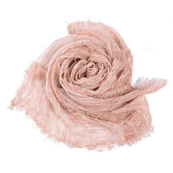 Solid Color Linen Scarf Retro Style Tassel Shawl For Women - Image 9