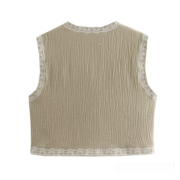 French Design Fashionable Casual Style All-match Two-color Embroidered Vest - Image 3