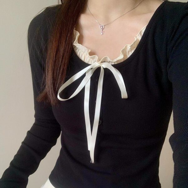 Pure Desire Lace Inner Match Bottoming Shirt - Image 5
