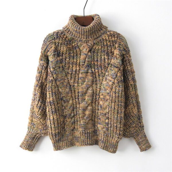 Autumn And Winter New Women's Wool Turtleneck Pullover Twist Long Sleeve Loose Knitted Bottoming Shirt - Image 5