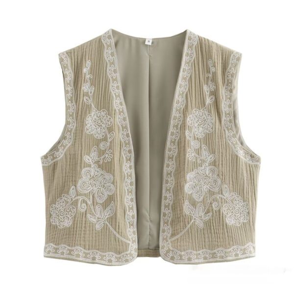 French Design Fashionable Casual Style All-match Two-color Embroidered Vest - Image 9