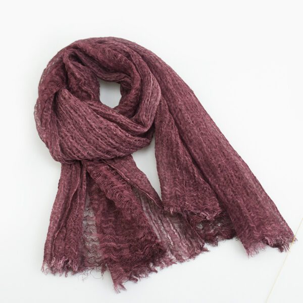 Solid Color Linen Scarf Retro Style Tassel Shawl For Women - Image 2