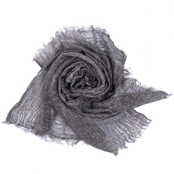 Solid Color Linen Scarf Retro Style Tassel Shawl For Women - Image 3