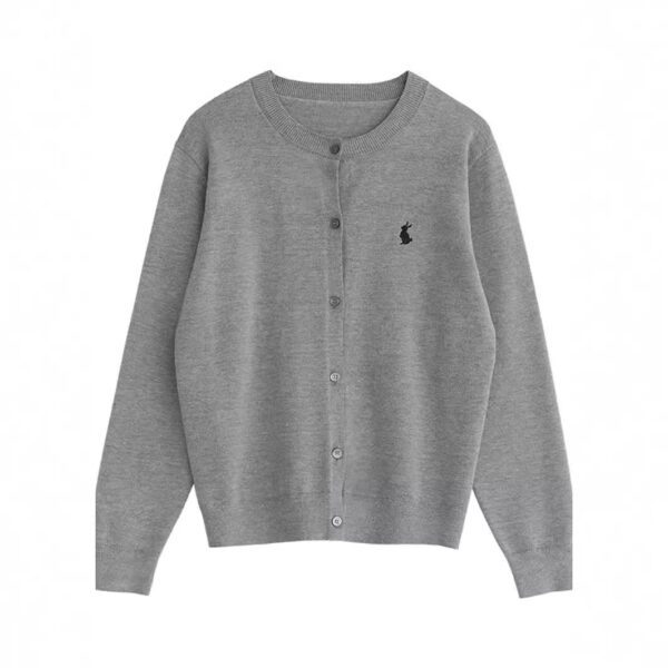 Autumn New Simple Solid Color Embroidered Knitted Cardigan Sweater - Image 4