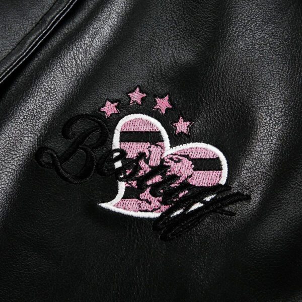 Women's Street Black Lace Love Number Embroidered Lapel Jacket - Image 4