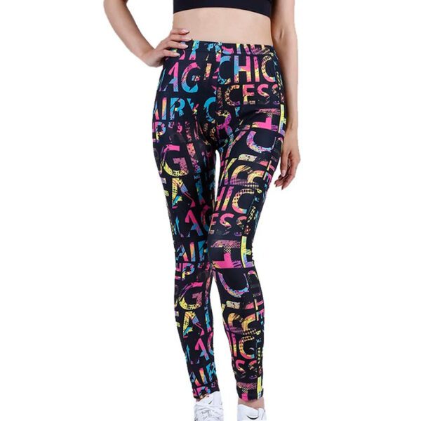 European And American Color Letter Printing High Elastic Yoga Pants - Image 5