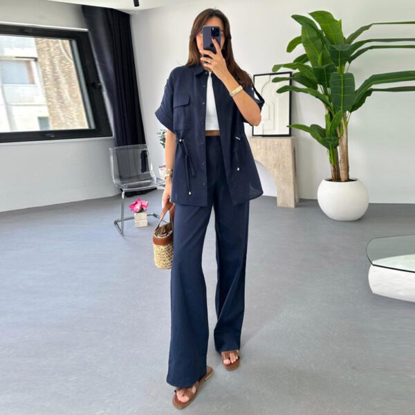 Women's Casual Drawstring Top All-matching Trousers Two-piece Suit - Image 2