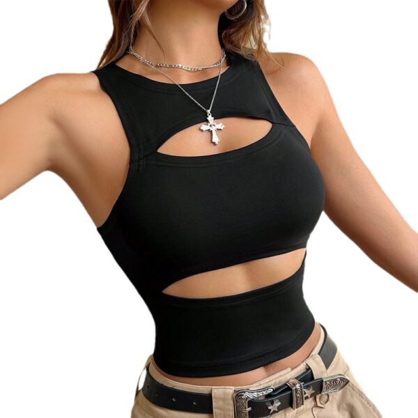 Women's Vest Hollow Out Outer Wear Short Sleeveless Top - Image 5
