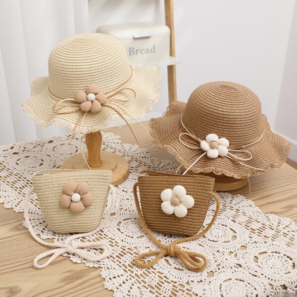 Women's Cute Flowers Sun-proof Sun Hat Straw Hat Bag - Image 2