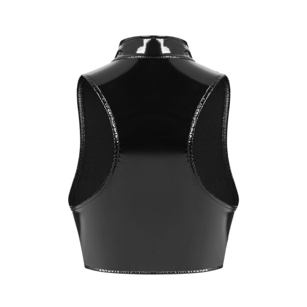 Sexy Women's Mirror Bright Leather Vest - Image 2