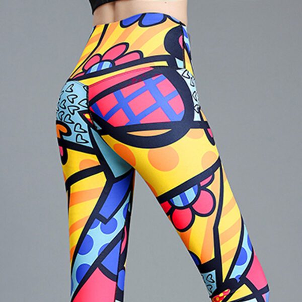 Printed Nude Feel Women's High Waist Hip Lift Quick-drying Sports Skinny Yoga Pants - Image 5
