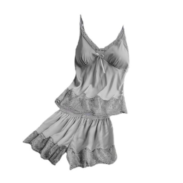 New Elastic Satin Lace Suit Nightdress With Suspenders Korean Style Suspenders - Image 5