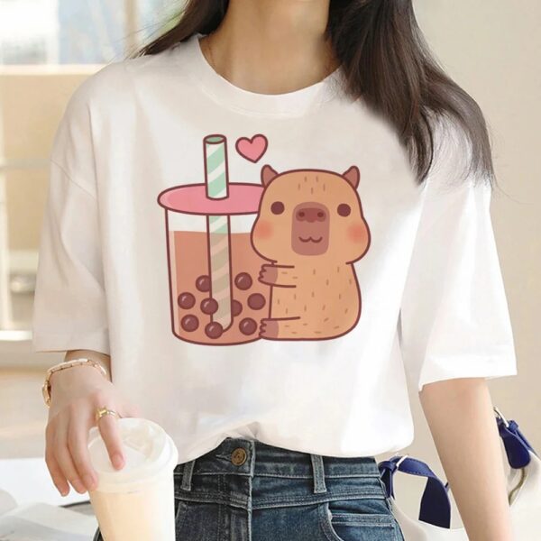 Cute Capybara Clothing Women Vintage Cartoon T-Shirt - Image 7