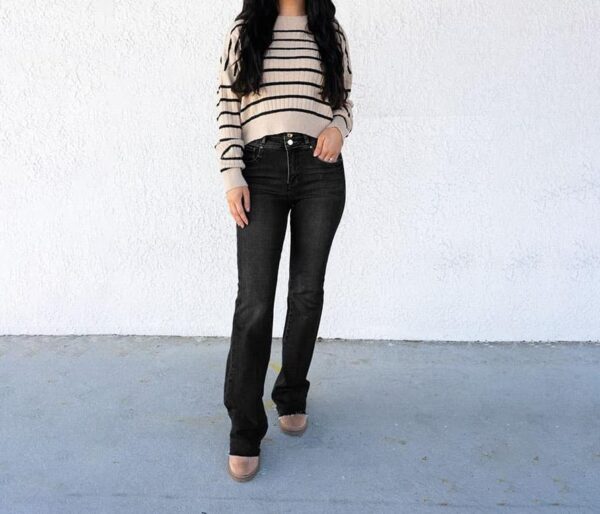 Women's High Waist Straight Double Button Jeans - Image 7