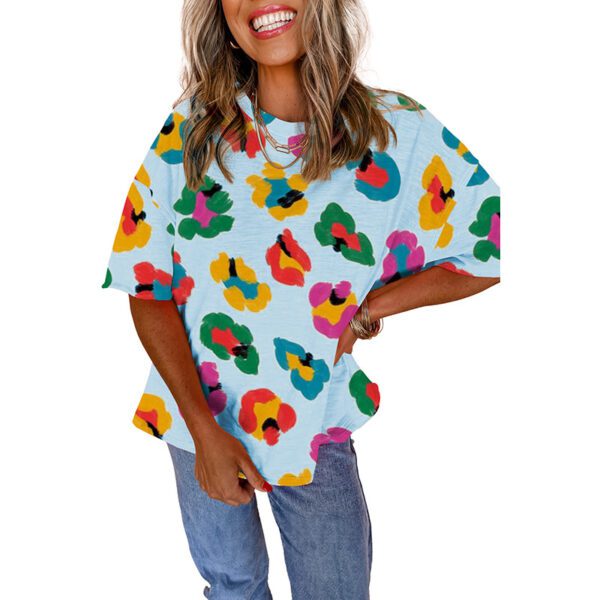 Fashion Colorblock Half Sleeve Pullover Top - Image 7