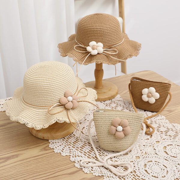 Women's Cute Flowers Sun-proof Sun Hat Straw Hat Bag - Image 4