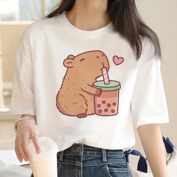 Cute Capybara Clothing Women Vintage Cartoon T-Shirt - Image 8