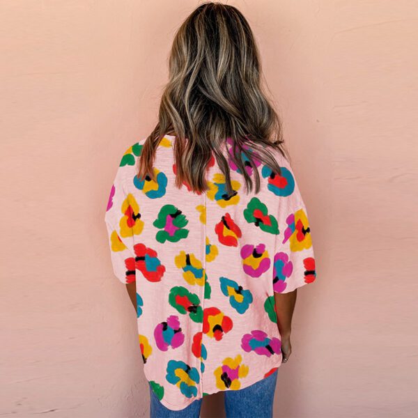 Fashion Colorblock Half Sleeve Pullover Top - Image 2