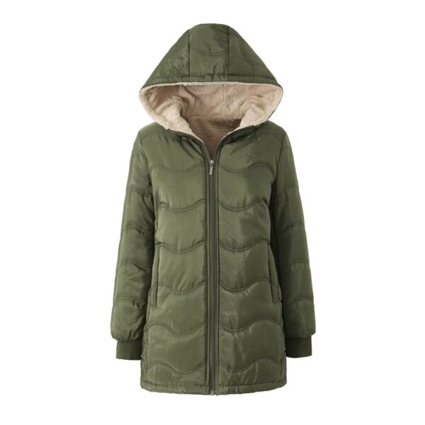 Geometric Wave Hooded Fleece-lined Warm-keeping Cotton Clothing - Image 8
