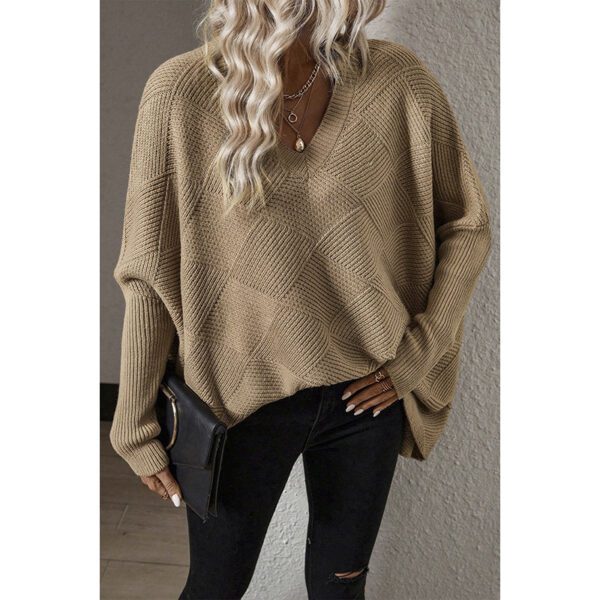 European And American Loose Oversize Knitted Textured Sweater For Women - Image 2