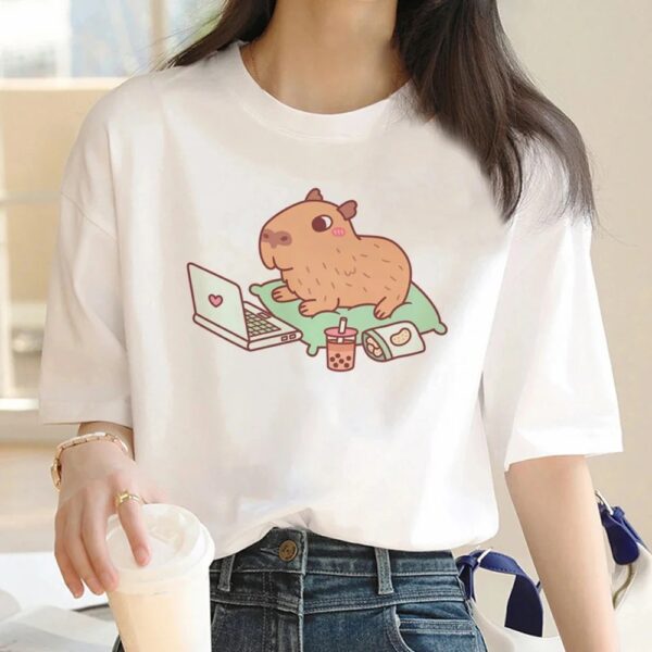 Cute Capybara Clothing Women Vintage Cartoon T-Shirt - Image 6