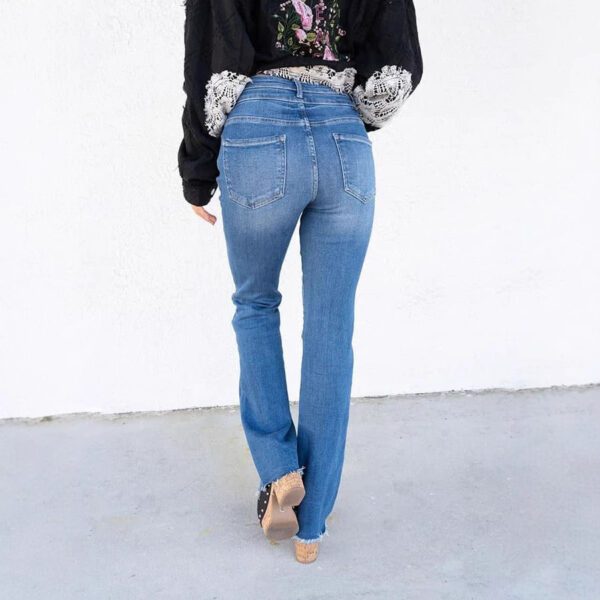 Women's High Waist Straight Double Button Jeans - Image 2