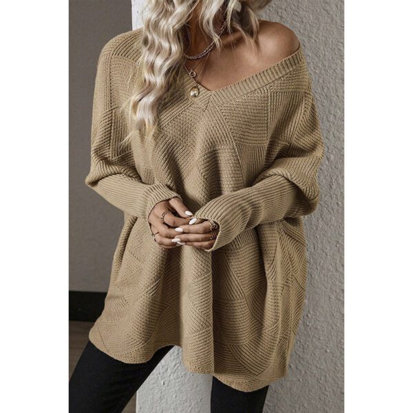European And American Loose Oversize Knitted Textured Sweater For Women - Image 3