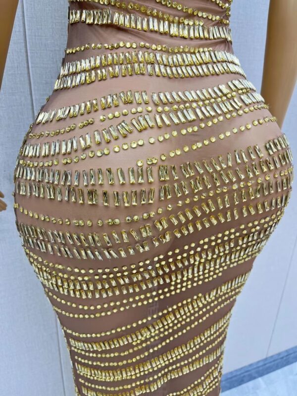 Sexy Luxury Shiny Rhinestone Dress Performance Costume Party Evening Dress - Image 4