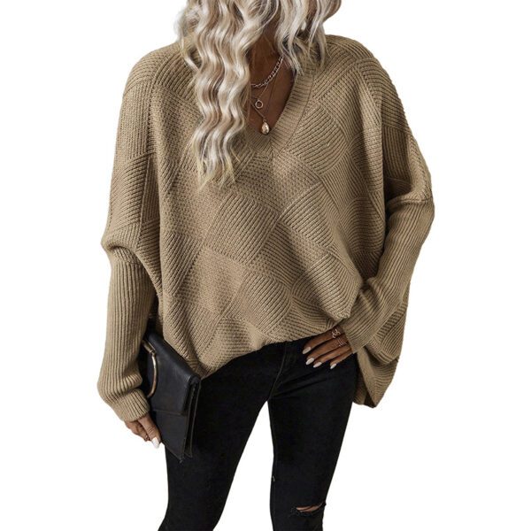 European And American Loose Oversize Knitted Textured Sweater For Women - Image 6