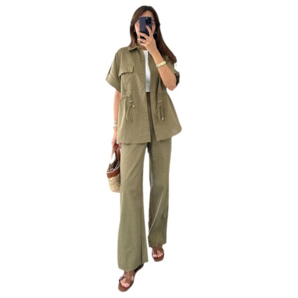 Women's Casual Drawstring Top All-matching Trousers Two-piece Suit - Image 5