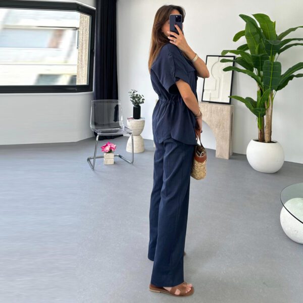 Women's Casual Drawstring Top All-matching Trousers Two-piece Suit - Image 4