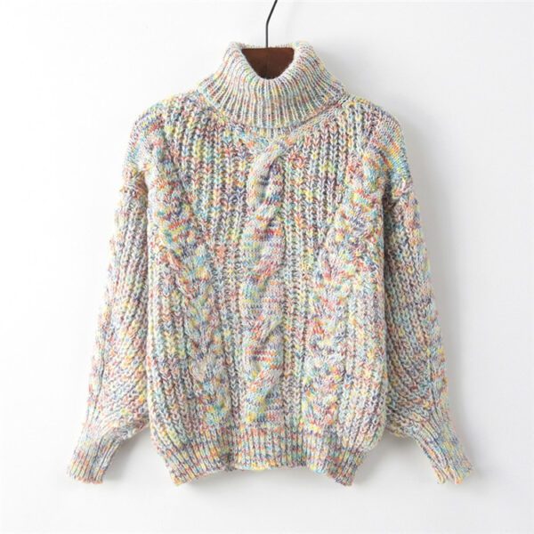 Autumn And Winter New Women's Wool Turtleneck Pullover Twist Long Sleeve Loose Knitted Bottoming Shirt - Image 4