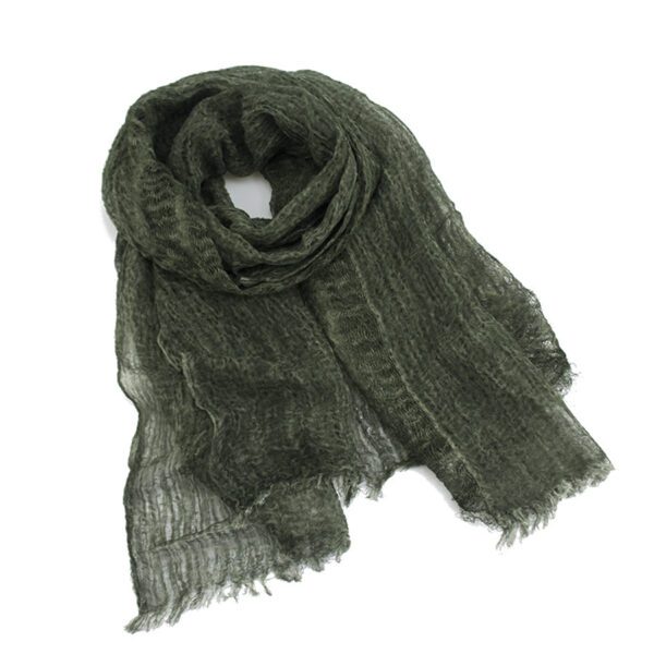 Solid Color Linen Scarf Retro Style Tassel Shawl For Women - Image 7