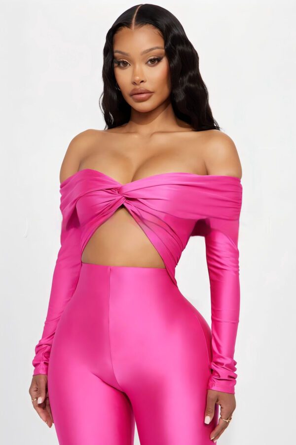 Women's V-neck Long Sleeve Top High Waist Jumpsuit - Image 3