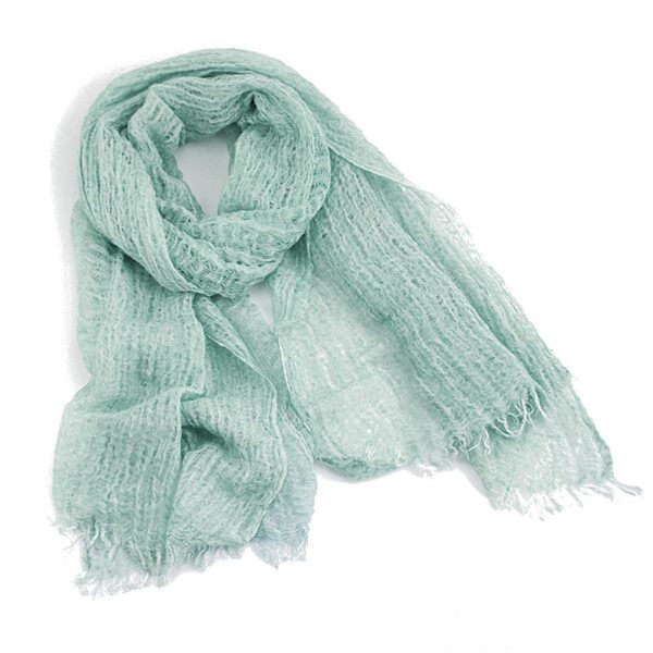 Solid Color Linen Scarf Retro Style Tassel Shawl For Women - Image 5