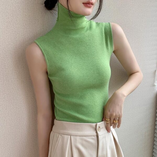 Turtleneck Knitting Vest Women's Sleeveless Bottoming Shirt - Image 3